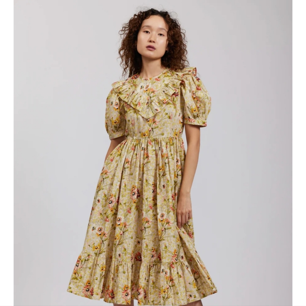 Batsheva May dress, yellow floral, size 8